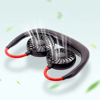 Portatīvo Fanu Rokās bez Kakla Joslas brīvroku Karājas USB Lādējamu Dual Fan Mini gaisa kondicionētāja/dzesētāja Ventilators Istaba