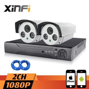 XINFI 2CH cctv sistēma ar HDMI 1080P VRR Sistēmas 2gab 1080P HD āra cmaera ūdensizturīgs Uzraudzības 2mp Kameru Sistēmas CCTV komplekts