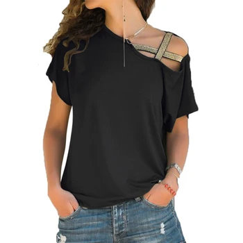 Sievietēm Lady Meitene T-krekls, Tops ar Īsām Piedurknēm Pie Pleca Sexy Gadījuma Zaudēt Vasaras AIC88
