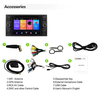 Eunavi 2 Din Android 10 Auto Multimediju Radio, GPS DVD, Ford Mondeo, S-max, Focus C-MAX, Galaxy Fiesta tranzīta Kodolsintēzes Savienojumu kugas