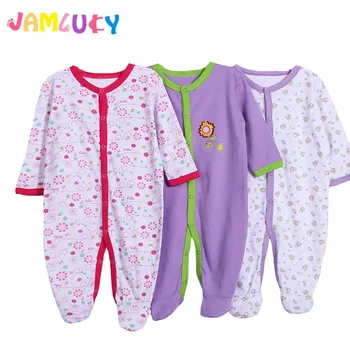 3pcs Baby Girl Romper Jaundzimušo Sleepsuit Puķu Bērnu Kombinezonus 2019 Zīdaiņu Drēbes ar garām Piedurknēm Jaundzimušo Jumpsuits Puiku Pidžamā