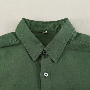 2018 Jaunu vīriešu linu krekls modes elpojošs izšūšanas krekls vīriešu ikdienas un biznesa linu garām piedurknēm krekli vīriešu chemise