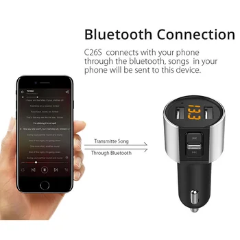 Zīmola Jaunās Automašīnas FM Raidītājs Ar Bluetooth Modulators Auto MP3 Atskaņotājs ar Dual USB LED Displejs, Mūzikas Audio USB Interfeiss Automašīnas Lādētājs