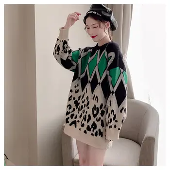 Ārvalstu stila džemperis sievietēm ir brīvs un slinks rudens kleita top