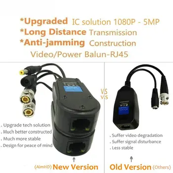 4 Pārī Pasīvās Video/Power Balun Modernizētas 1080P-5Mp Bnc, Lai Rj45 tālsatiksmes Tīkls Radiostacija Cat5E/Cat6 Kabeli Ar Bnc Vīriešu