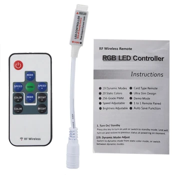 Kontrolieris RF Tālvadības un Tumšāks par RGB LED Lentes DC 5-24V, ar 5M 5050 SMD 300 LED Sloksnes Gaismas Ķēdē 12V DC RGB