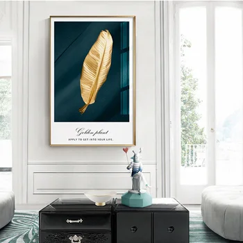 Mūsdienu Zelta Banānu Lapu Plakātu Anotācija Botāniskais Sienas Art Print Modernā Stilā Krāsošana Dekoratīvie Attēlu Gaitenis Dekori
