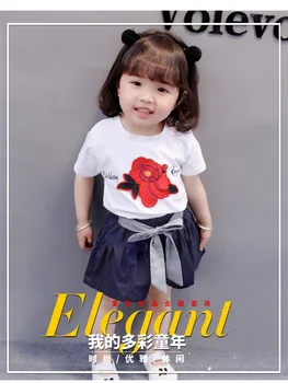 Meiteņu Komplekti Vasaras 2018 Jauns Bērnu Bikses Bērnu korejiešu Versiju, Bērnu Apģērbs Vasaras Īsām Piedurknēm T-krekls, Vairumtirdzniecība