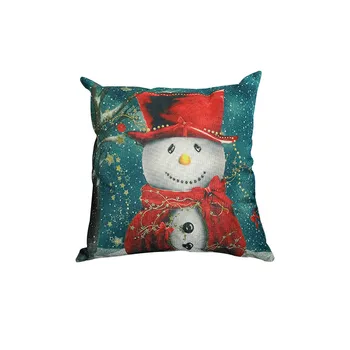 Ziemassvētku Sniegavīrs Pleds Modelis Spilvens Segums Poliestera 45*45cm Dekoratīvā Spilvendrāna Jauno Gadu Dīvāns Mājas Auto PillowCover