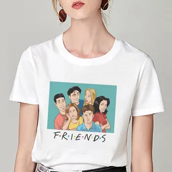 Smieklīgi Draugiem Tv Šovs, T-krekls Sievietēm Ulzzang O-veida kakla Balts Tops Harajuku Gadījuma Vintage Drukāšanas S M L XL XXL Izmēra Sieviešu Drēbes