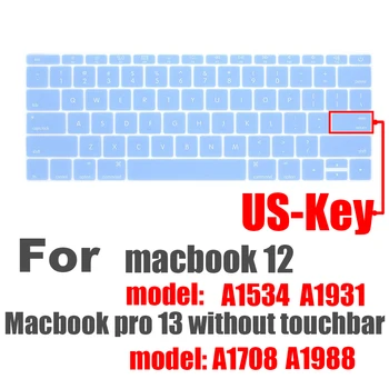 Uzlīmes klēpjdatoru Silikona tastatūra segums macbook pro13 A1708 A1988 Krāsu keyboard case For macbook retina 12inch A1534