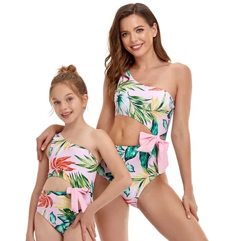 HH 2021. gada Vasarā Ģimenes Saskaņošanas Peldkostīmi, Meitenēm, Beachwear Sieviešu Peldkostīmi Bikini Bērniem Peldēties Uzvalku Māte un Meita Peldvietu Komplekti
