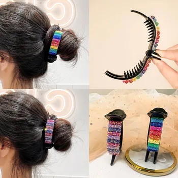 Modes korejas Varavīksnes Matiem, Nagiem Sievietēm Spēcīgu Saķeri Bun Lielu Hairclips Rotājumu Zirgaste Turētājs, Matu Aksesuāri Meitenēm