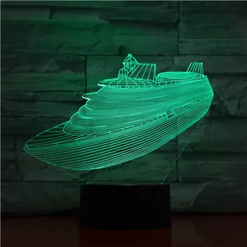 7 Krāsas Izmaiņas 3D Usb Galda Lampa Atmosfēru Laivu Nakts Gaisma Bērnu Miega Apgaismojums Guļamistaba Dekori Kruīza Kuģu Modelēšanas Dāvanas 1067