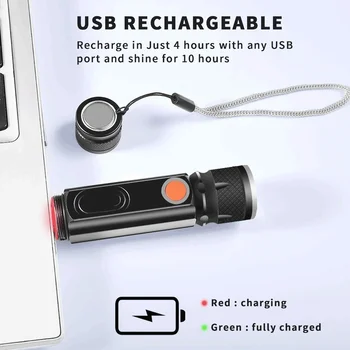 Pārnēsājams Led lukturītis Ultra Spilgti lāpu Ūdensdrošs kabatas Lukturītis USB Lādējamu Gaismas Magnētisko Darba Lampa ar 18650 akumulatoru