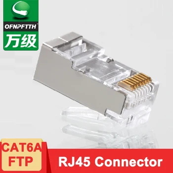 RJ45 Savienotājs CAT6 CAT6A FTP 8P8C Zelta pārklājumu Tīkla kabeli Modular Plug 100gab