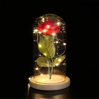 LED Light Rose Puķu Stikla Ēnā Apgaismojums Rotājumu Desktop Mājas Puse 1pc Valentīna Diena Dāvanu