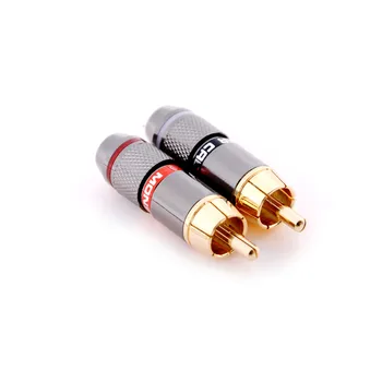 4gab/daudz Augstas kvalitātes apšuvuma RCA savienotājs RCA male plug atbalsta kabelis 6 mm, zelta
