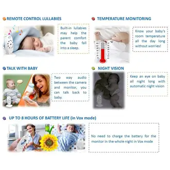 Mazulis Guļ Monitori Bērnu aprūpes ierīces Balss Domofons Uzraudzības Kopšanas Ierīce, Liels LCD Video Mazulis Guļ Monitors