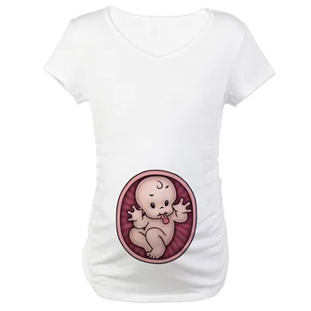 Grūtnieču Vasaras Maternitātes Drēbes Ar Īsām Piedurknēm Cute Baby Print T-Veida Topi Gadījuma Kokvilnas Dāmas Preganncy T-Krekls Karikatūra