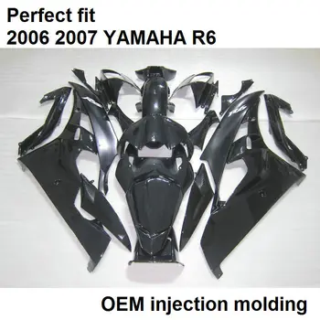 Motociklu unpainted virsbūves aptecētājs komplekts Yamaha YZF R6 2006 2007 black pārsegi uzstādīt YZFR6 06 07 BN15