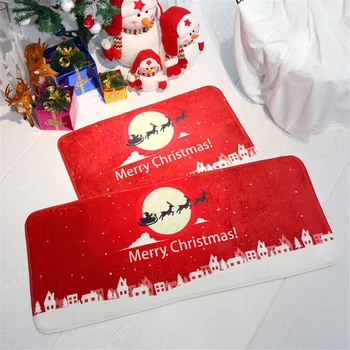 Sarkans Ziemassvētku Paklāju Virtuves Mat Ilgi, Ziemassvētku Rotājumi, Mājas Cute Karikatūra Santa Claus Doormat Durvju Grīdas paklāji