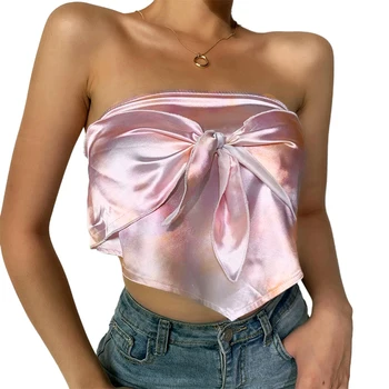 Sievietes\u2019s Modes vienkrāsainu Strapless Krekls Vasaras Elegants Pārsējs Slim Fit Savvaļas Caurules Augšu