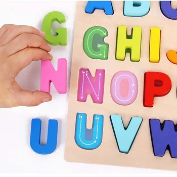 Bērniem, Baby Puzzle Digitālo Koka Rotaļlietas Agrīnās Mācīšanās Jigsaw Burtu Alfabēts Numuru Puzzle Pirmsskolas Izglītības Bērnu Rotaļlietas
