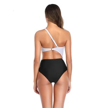 Seksīgi Bikini, Triangle Viens Gabals Peldkostīms Sieviešu tīrtoņa Krāsu Mazām Krūtīm Viena Pleca, Beachwear Jaunas Ielidošanas