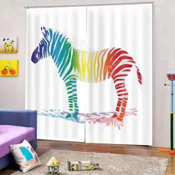 Dzīvnieku Raksts Krāsas Atdzist Zebra Auduma Dušas Aizkars 3D Iespiesti Luksusa Bērnu istabas Aizkaru Dekori