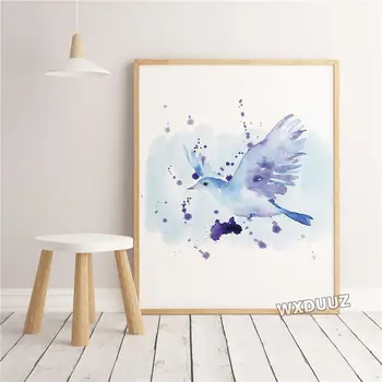 Anotācija putnu akvareļu glezna skaistu mūsdienu putnu art sienas dzīvojamā istabā, mājas apdare, plakāti, kanvas glezna M334