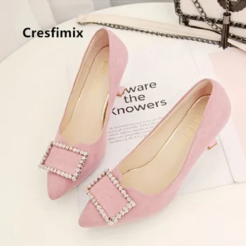 Cresfimix sieviešu gadījuma augstas kvalitātes seksīga rozā augstpapēžu kurpes sieviešu modes sweet puse augsti papēži Frauen Augstiem Papēžiem a5399
