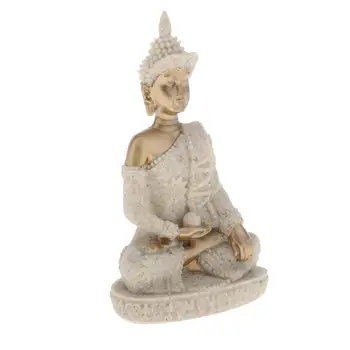 Budas Statuja Skulptūru Svētību Meditējot Smilšakmens Veltīts Sēž Budas Statuetes Mājas Altāra Zen Apdare, Rotājumi