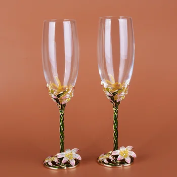 Radošā emaljas pārklājumi Vīna Glāzi Dzeramā Kausa augstas Goblet Šampanieša Glāzi Ūdens Krūze Puse Mājas, Kāzu piederumi