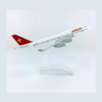 16cm Šveice Sakausējuma Gaisa kuģa Modeli Šveices Airbus Lidmašīnu B747 Šveices pasažieru lidmašīna Statiskā Modeļa Boeing 747 Lidmašīna Flying Modelis 1