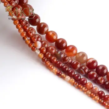 Dabas Gluda Svītras Carnelian Red Agates Akmens Apaļas Pērles Rotaslietas Pieņemšanas Distances Zaudēt Pērles 4mm-12mm Diy Aproce 15