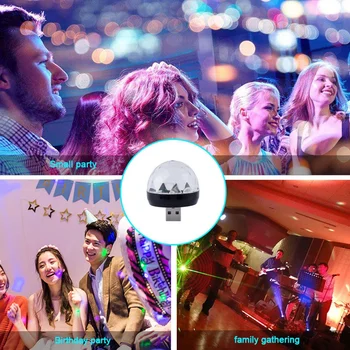 Usb Mini Led Disco Burvju Gaismas Bumbu Portatīvo Karaoke Puse Dekori Lampas Dj Skatuves Bārs Ar Android Mic-Usb Adapteris Melns