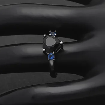 Šarmu Melnā Sirds CZ Zircon akmens gredzens black ieroci solījums Gredzens mīlestību Sirdī Saderināšanās Gredzenu sievietēm līgavas kāzu rotaslietas