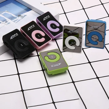 Mini Spogulis Klips MP3 Atskaņotājs Portatīvo Modes Sporta USB Digitālā Mūzikas Atskaņotāja Micro SD TF Kartes Media Player
