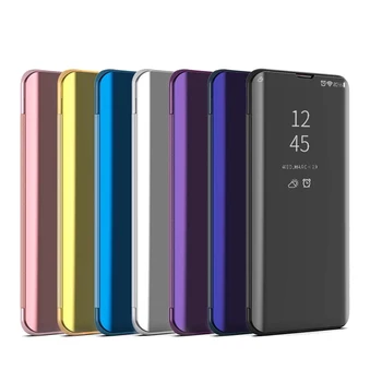 Samsung A81 A01 A11 A21 A31 A41 A70E Gadījumā, Spoguļi Skaidrs, Smart Flip View Cover Leather Case for Samsung Galaxy M21 M31 M30S