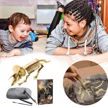 Bērniem DIY dinozauru rakšana rotaļlietas Jurassic dzīvnieku, Dinozauru skeletu fosilā arheoloģija Rakšana montāža rotaļlietas