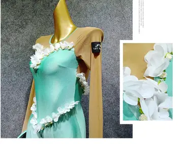 Balles kleita sievietēm standarta valsis kleita gluda kleitu ziedu rotājumu o kakla standarta deju kleita zaļā T019