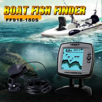 LUCKY Fish Finder FF918-180S Vadu Devēju Sensors Fishfinder 45 Grādiem Echo LCD Zivju Meklētājs Laivu Fishfinder Zivju Detektors