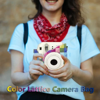 Krāsa Režģu Kameras Soma Portatīvo PU Aizsardzības Gadījumā Ar Piederumu Kabatas Un Regulējams Siksnu Polaroid Mini8/8+/9