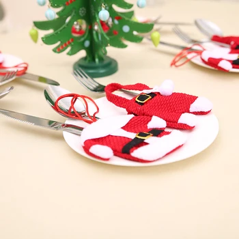 2019 Ziemassvētku Dekoratīvie Galda Nazi, Dakšiņu Komplekts Ziemassvētki Santa Claus Dinnerware Sudrablietas Kabatas, Uzglabāšanas Piederumi Uzvalks Rīku 2sets
