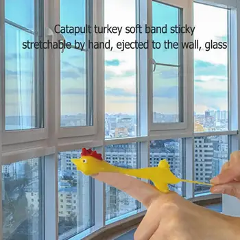 5pc Jaunums Gags & Praktiski Joks, Rotaļlietas Smieklīgi Smieties Gumijas Vistas Stretchy Peld Turcija Pirkstu Putnu Lipīgā Puse rotaļlietas