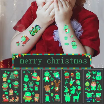 Ziemassvētku Tetovējumu Uzlīmes Multfilmas Bērniem Santa Gaismas Uzlīmes Bērniem Rotaļlietas DIY Priecīgus Ziemassvētku Rotājumi Navidad Jauno Gadu Dekori