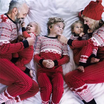 Ziemassvētku Ģimenei, Pidžamas Komplekti Santa Claus Ģimenes Atbilstošas Drēbes, Uzvalki, Garas Piedurknes Top + Garās Bikses 2gab Ziemassvētki Sleepwear Uzvalks