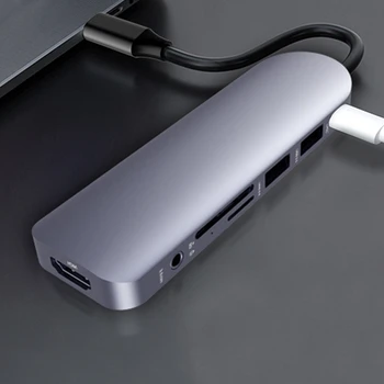 KARSTĀ-C Tipa 7-In-1 Hub USB 3.0 Multi USB C dokstacija Klēpjdatoru Ieslēdziet HDMI Pro Gaisu Notebook, Laptop Tālruni