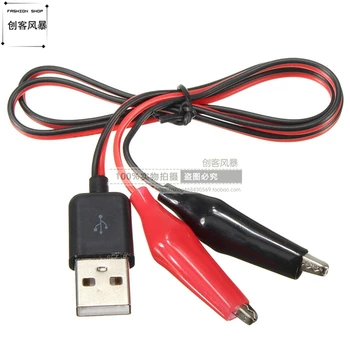 USB strāvas adapteris ar klipu strāvas noteikšanas sarkanā un melnā līnija krokodils testa savienojuma kabelis